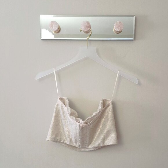 NWOT Zara champagne ecru sequin embellished corset crop top, XS, S, M, or L - Picture 12 of 16
